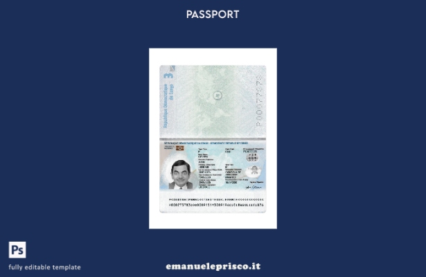 modello presente di passaporto del Congo in stile verificato 1